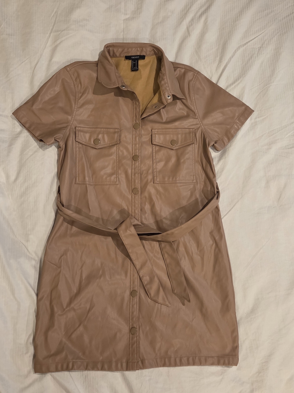 Forever 21 Tan Faux Leather Jacket dress